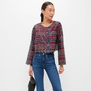 Tuckernuck plaid sequin bell sleeve top
